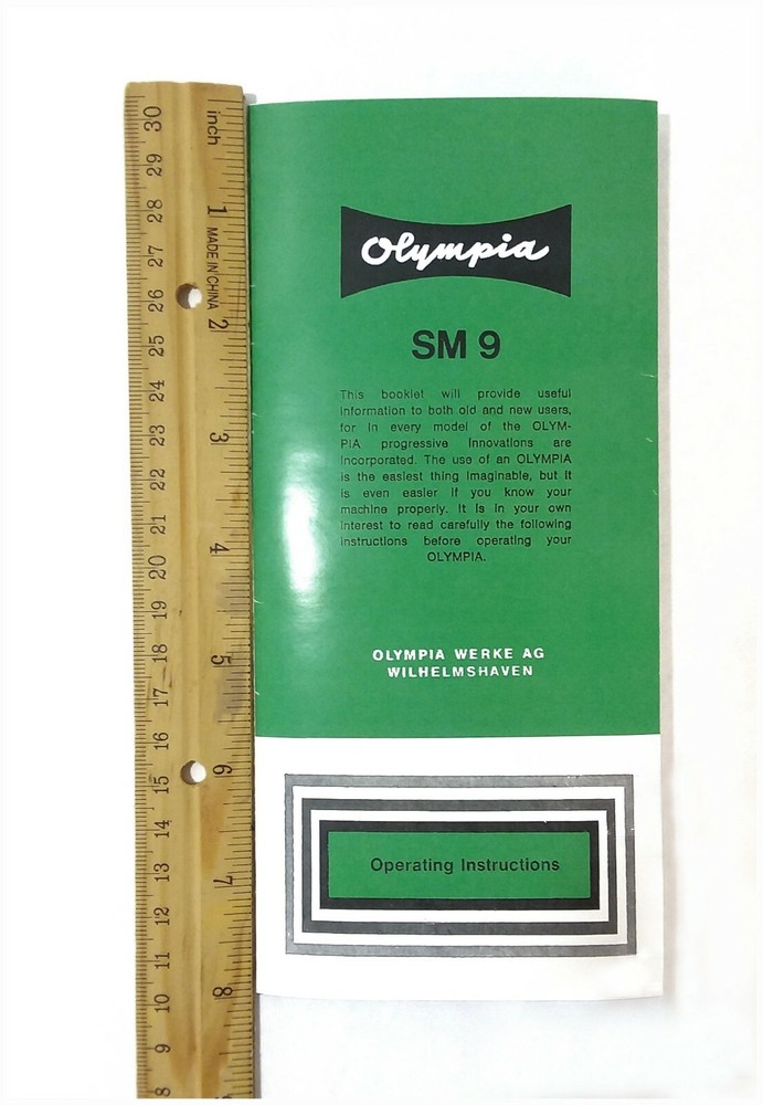 Olympia SM9 Typewriter User Instruction Owner's Manual Guide Directions Sixties