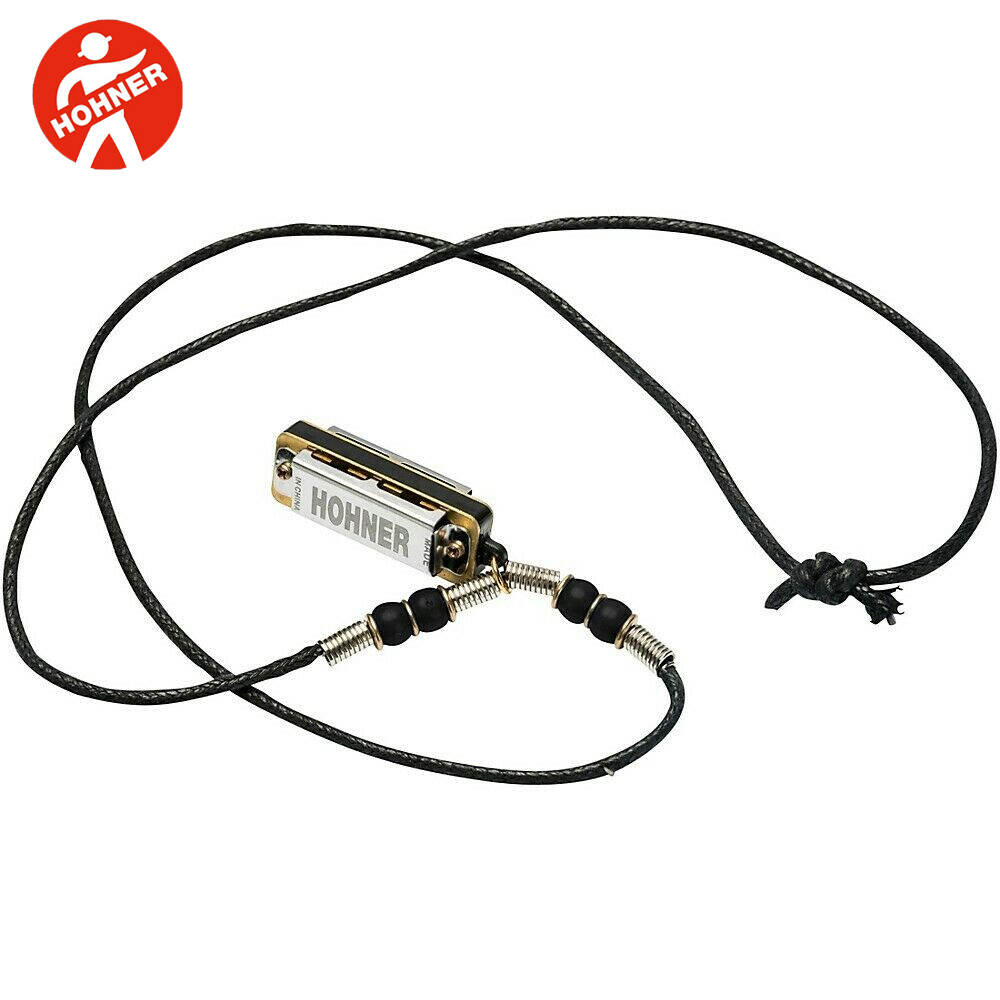 Hohner M38N-BL Mini Diatonic Harmonica Necklace with Black Beads