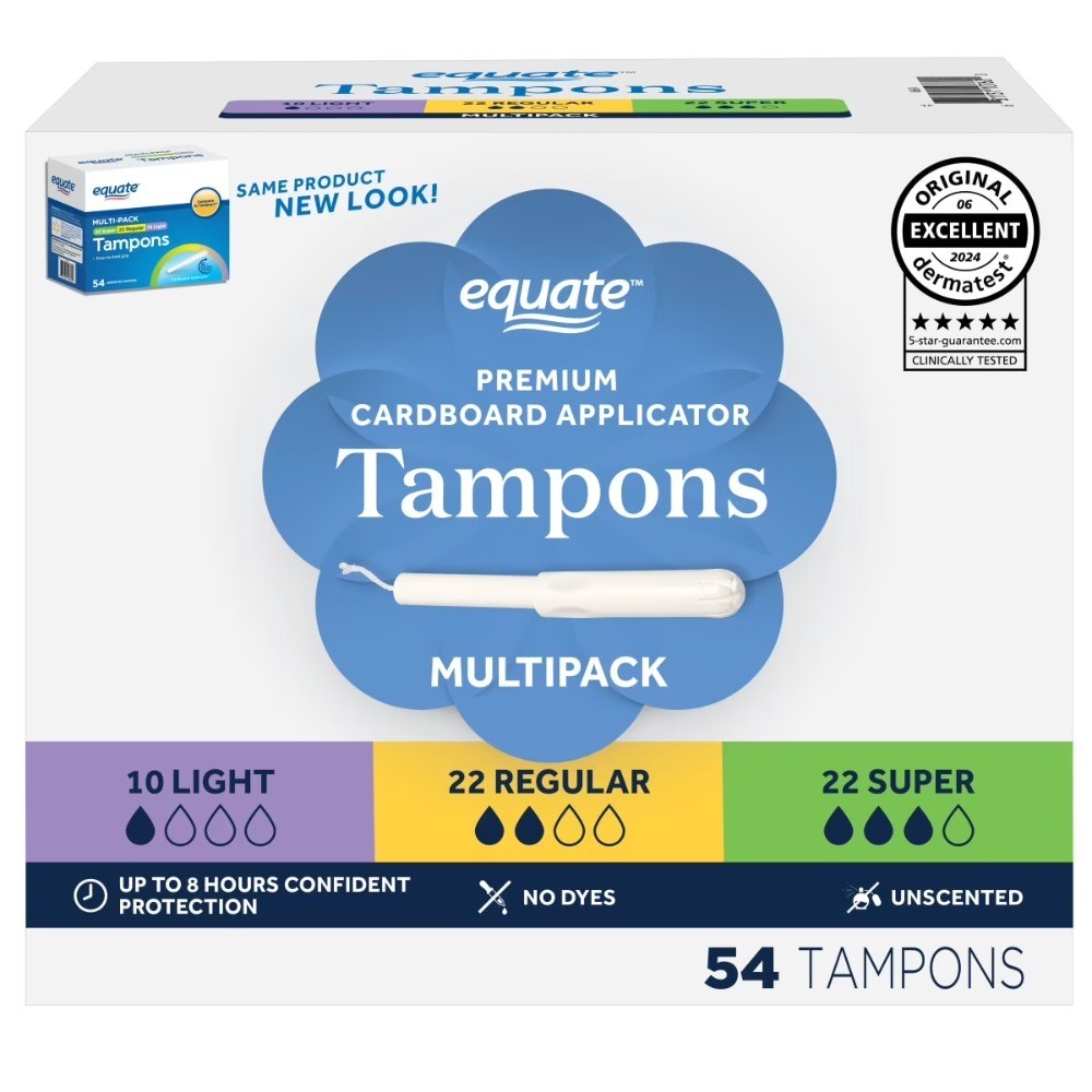 Unscented Tampons with Cardboard Applicators Light Regular Super Absorbency 54