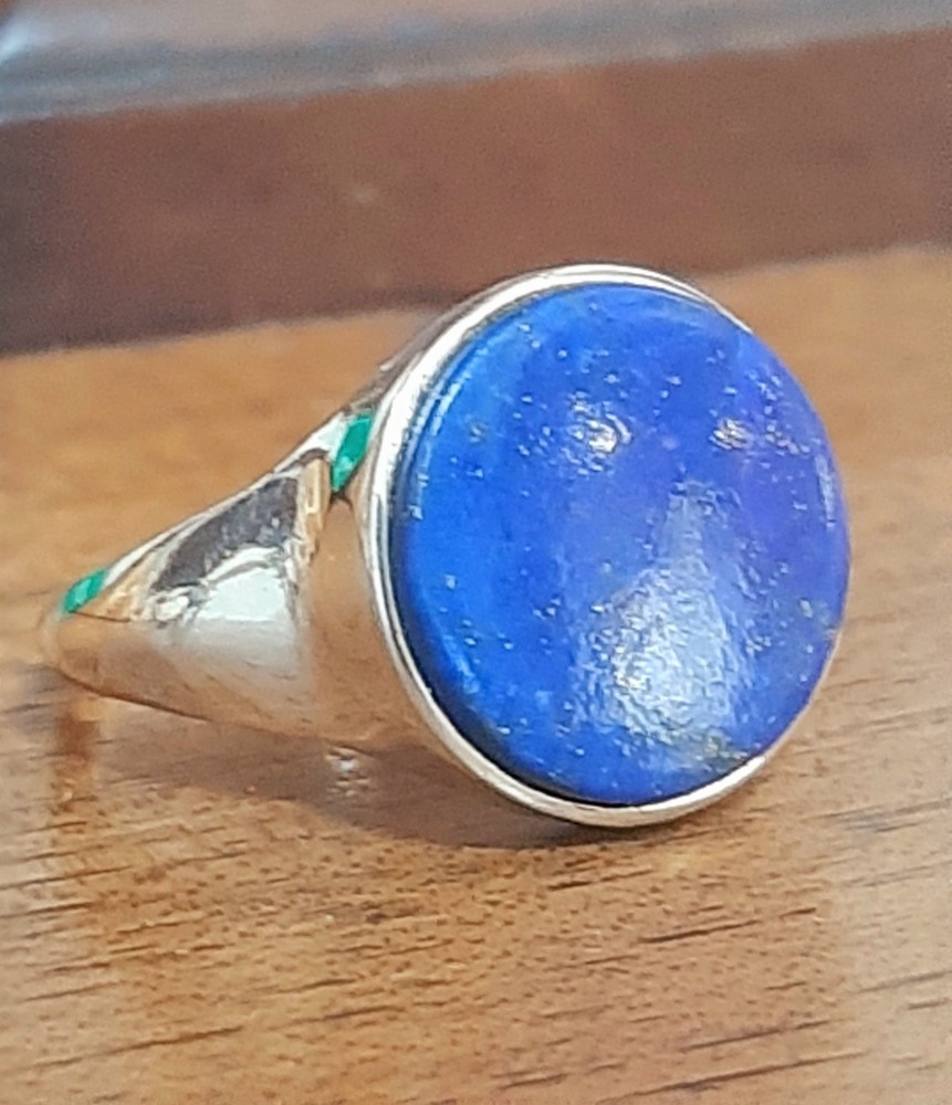 925 Men's Silver Ring Solitaire Seal Lapis Blue Lapis Ring Man $