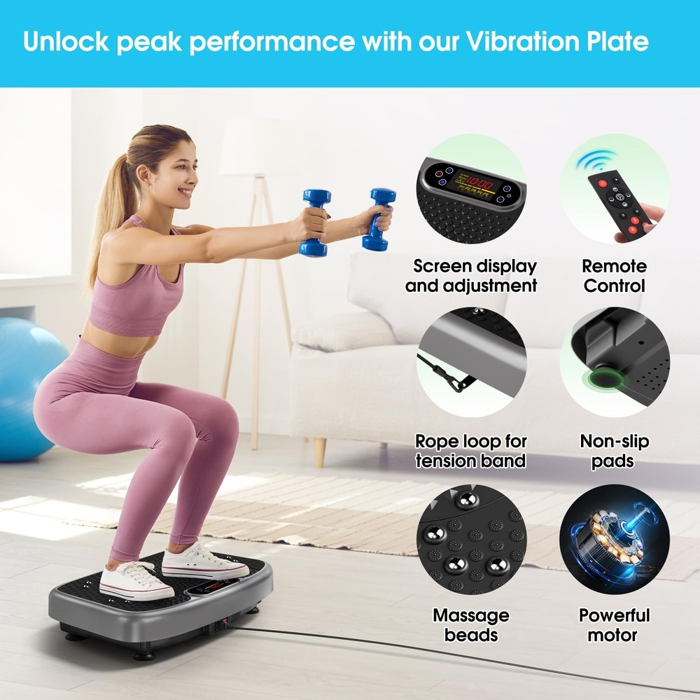 SoftGym Vibration Plate Exercise Machine for Lymphatic Slim, Gray