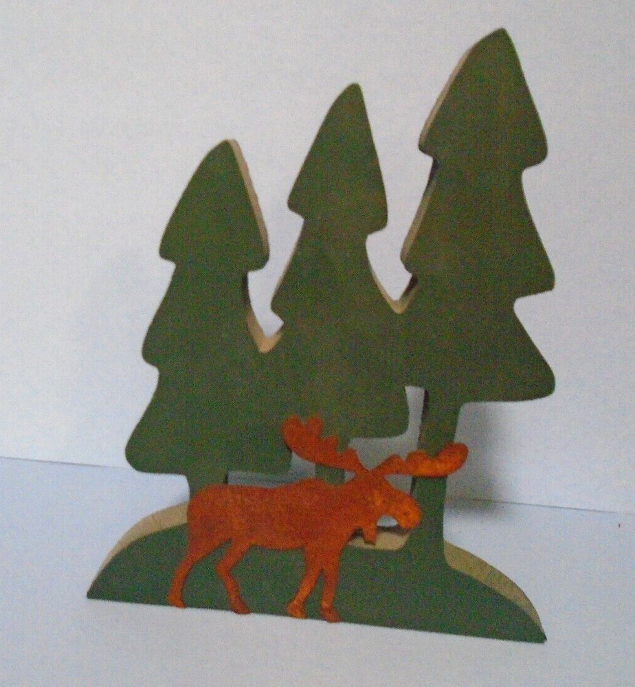 Rustic Moose/Bear Bathroom Set Tissue BoxHolder-Toothbrush Holder-3 Trees