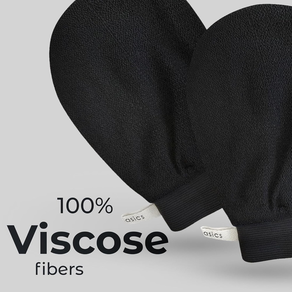 MainBasics Korean Exfoliating Mitts (2-Pack) – Deep Cleansing Body Black