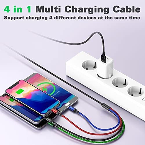 Multi Charging Cable, 10ft 2Pack Multi Charger Cable Braided 4 Black 2Pack-10ft