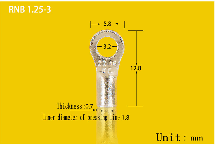 RNB Series Cold Pressed Connection Terminal Round Bare End O-ring Terminals