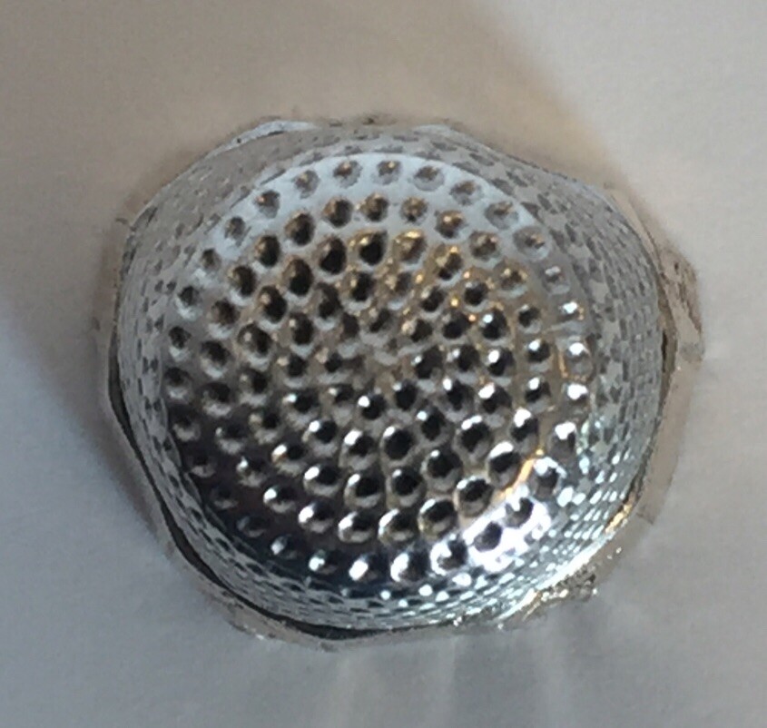 Sterling Silver Thimble Gold Band Size 8