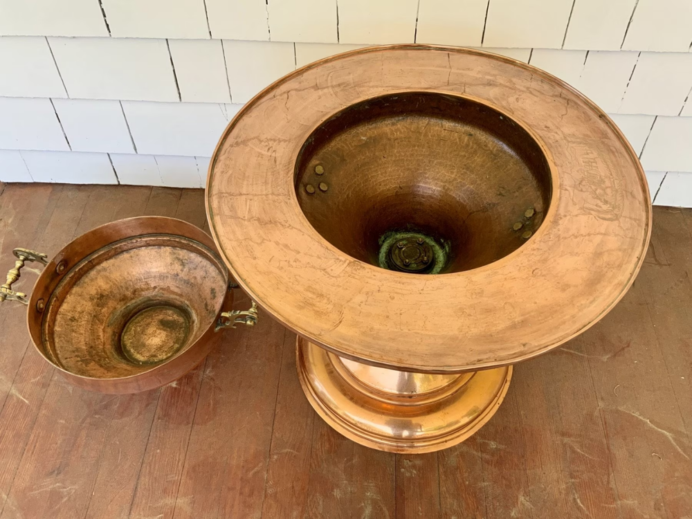 Middle Eastern Vintage Brazier Heater FirePit Polished Brass & Copper 35" MINT!