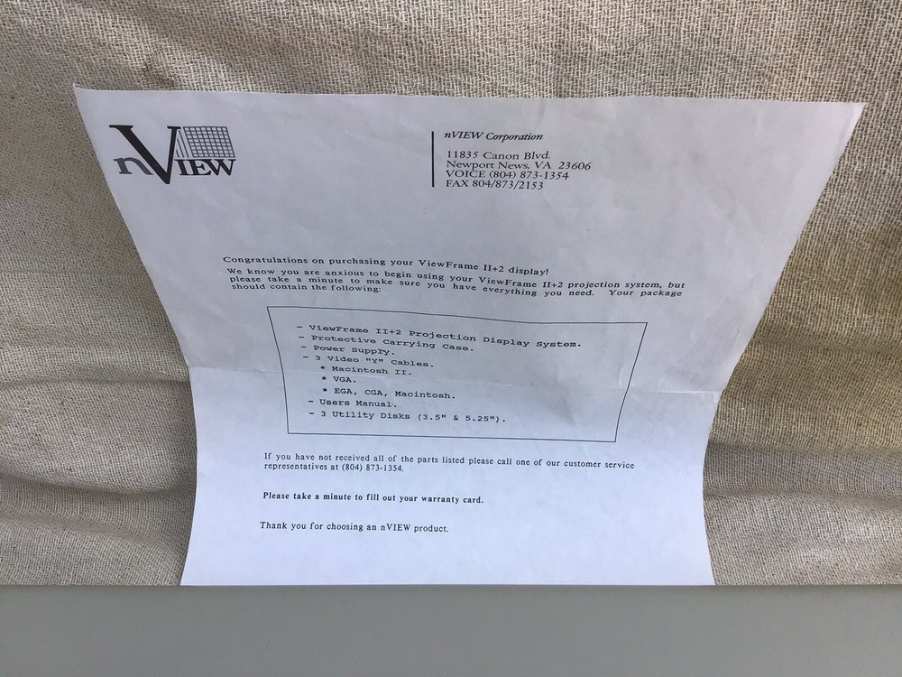 NVIEW VIEW FRAME ll +2 VISUAL PRESENTATION PROJECTION.