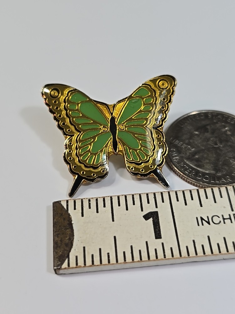 Butterfly Green & Black Lapel Pin Nice Design!