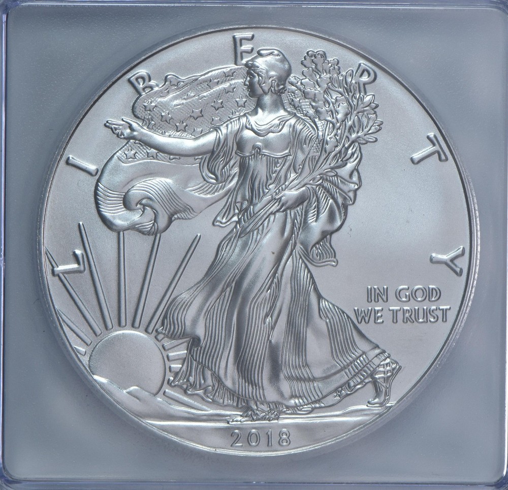 2018 American Silver Eagle Mint Error Struck Thru Authentic ICG