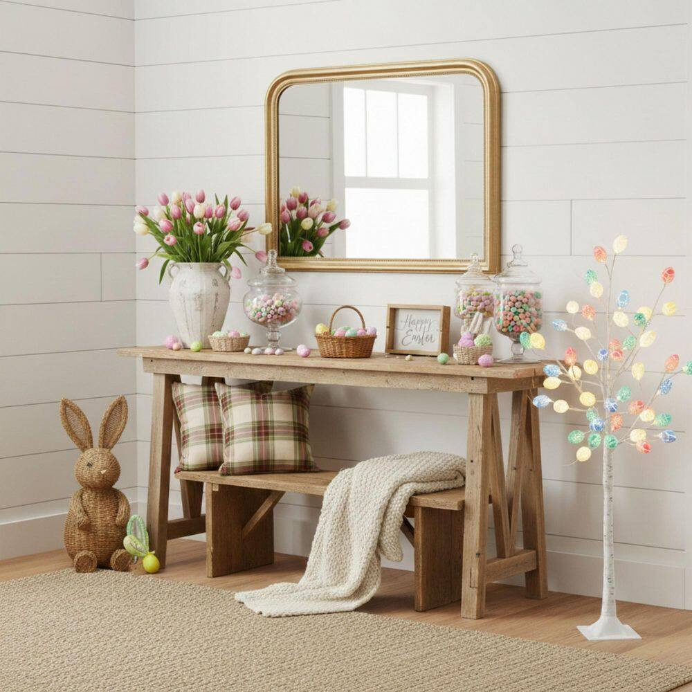 4 Ft. Pre-Lit Artificial Easter Twig Tree with 48 Egg Shaped LED Ornaments