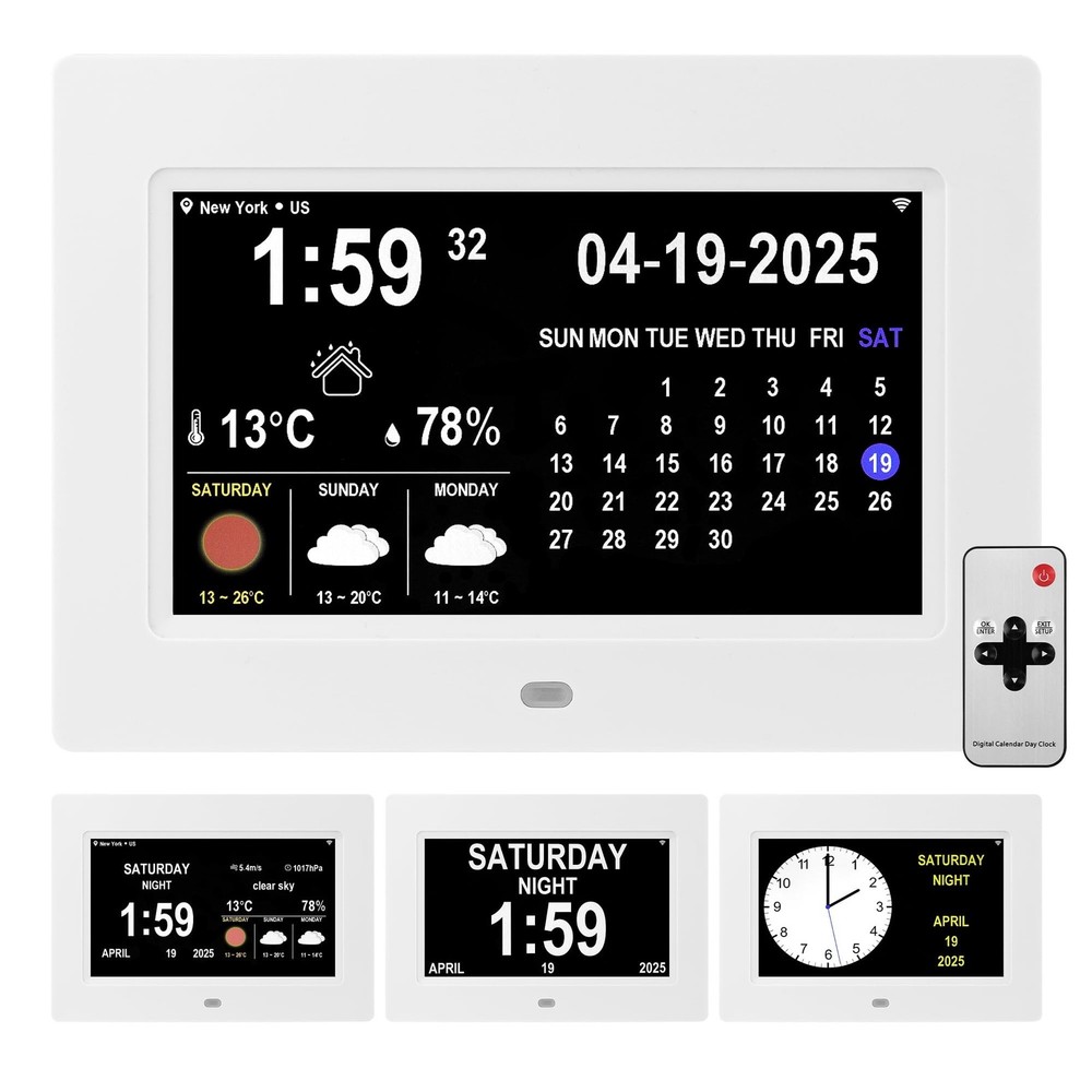Digital Alarm Clock, Multiple Alarm Functions, Clock with Date and Day, Digit...