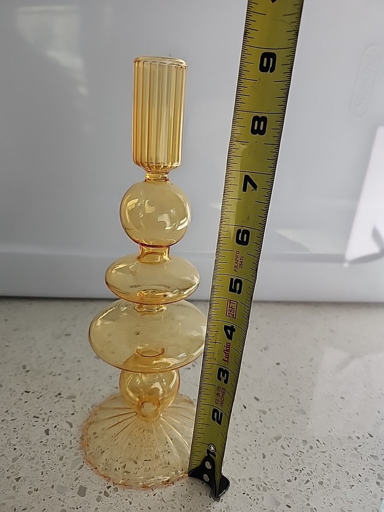 Orange Glass Candle Holder Bubbles