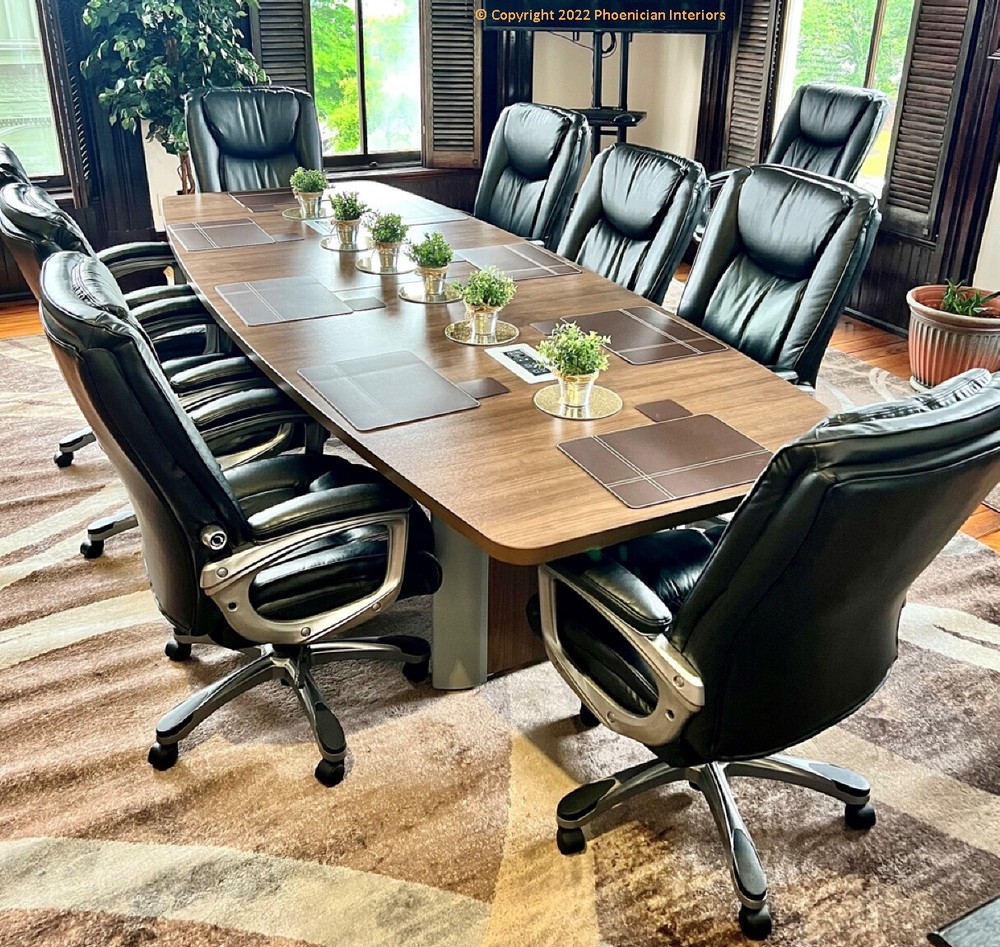 10' ft Modern Conference Table HIDE WIRES INSIDE LEGS Grommets for Power WALNUT