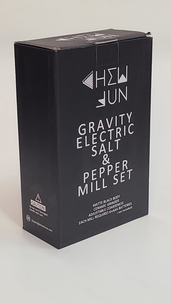 Chew Fun Gravity Electric Salt and Pepper Mill Set Matte Black