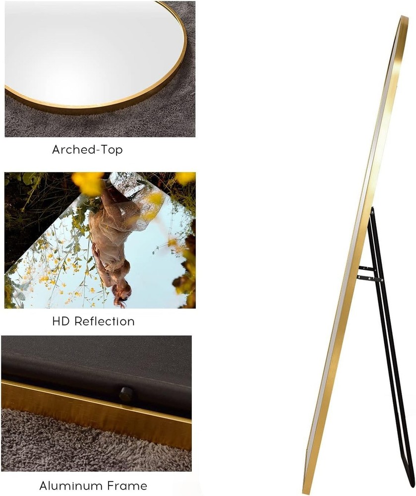 Arched Mirror - Full Length, Standing or Wall Mounted, 58"18", Aluminum Frame...