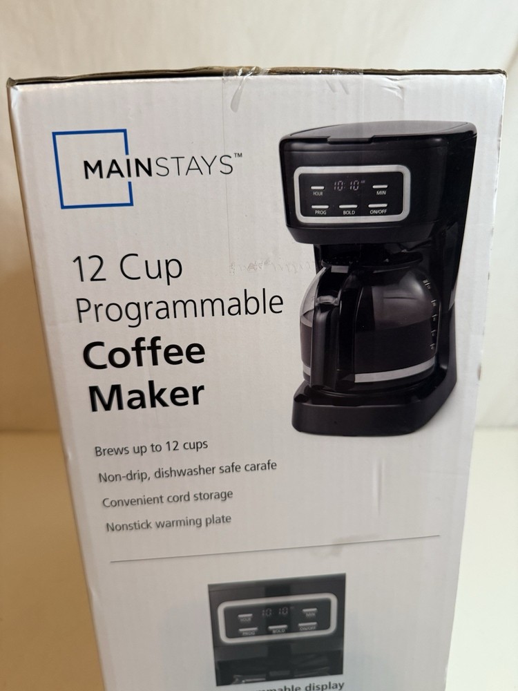 Mainstays 12 Cup Programmable Coffee Maker Drip Automatic Pause Warming Plate