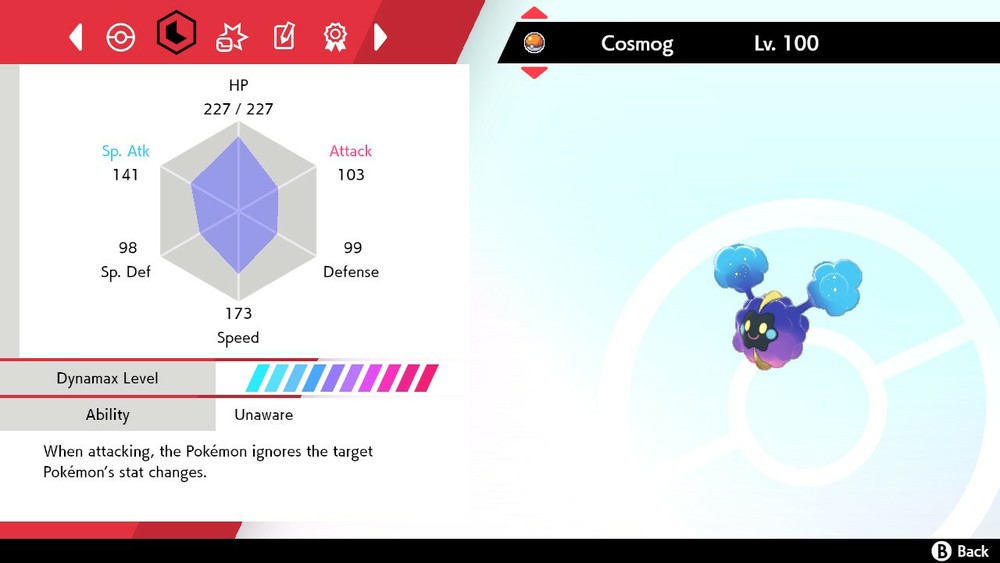 Cosmog Pokemon Sword and Shield 6IV