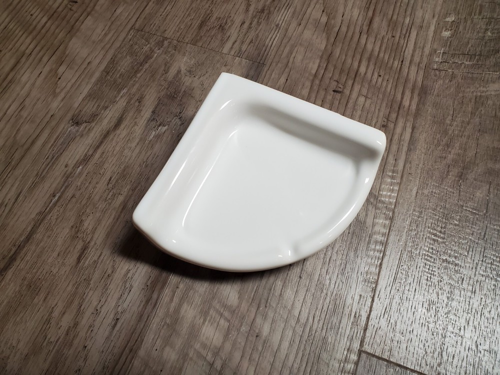 Ceramic Glossy White 5.5" Reversible Corner Shower Shelf