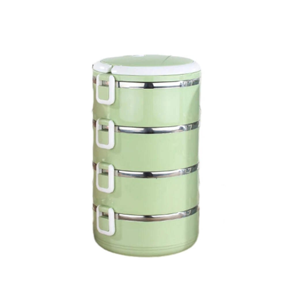 4-Tier Stackable Stainless Steel Lunch Box – Extra-Large Green Bento Container