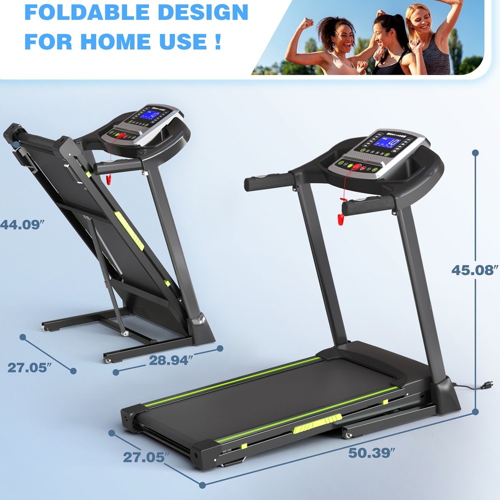 Heavy Duty Home Exercise Treadmill 3.5HP Motor With Handlebar And Multi-Data LED