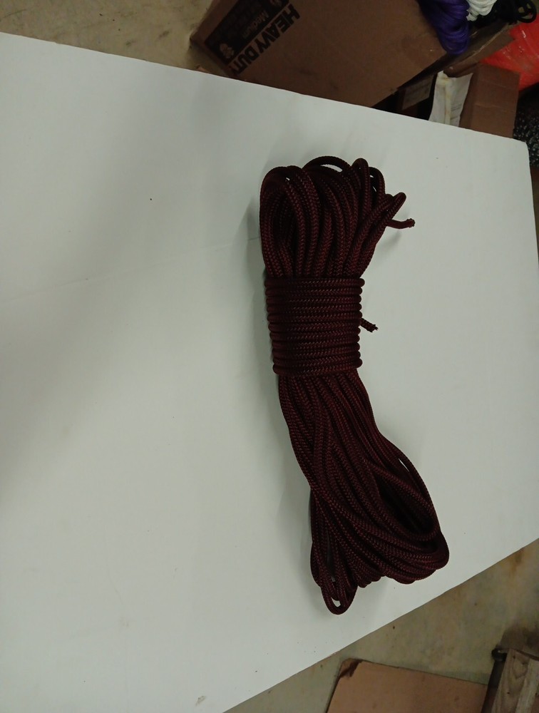 1/4 x 150 ft. Double Braid-Yacht Braid polyester rope. Burgundy