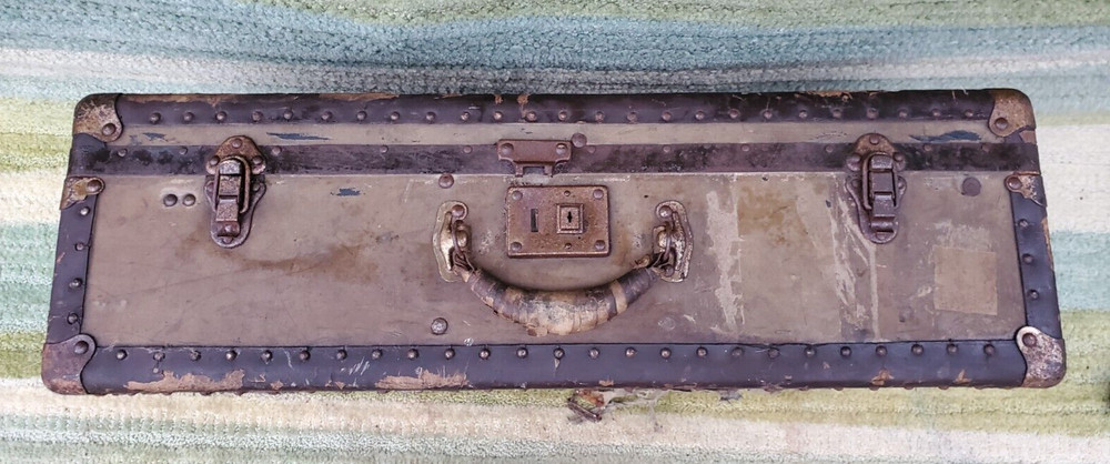 Antique Transatlantic Suitcase Steamer Trunk Luggage