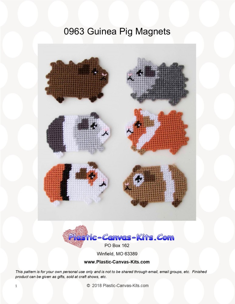 Guinea Pig Magnets- Plastic Canvas Pattern or Kit