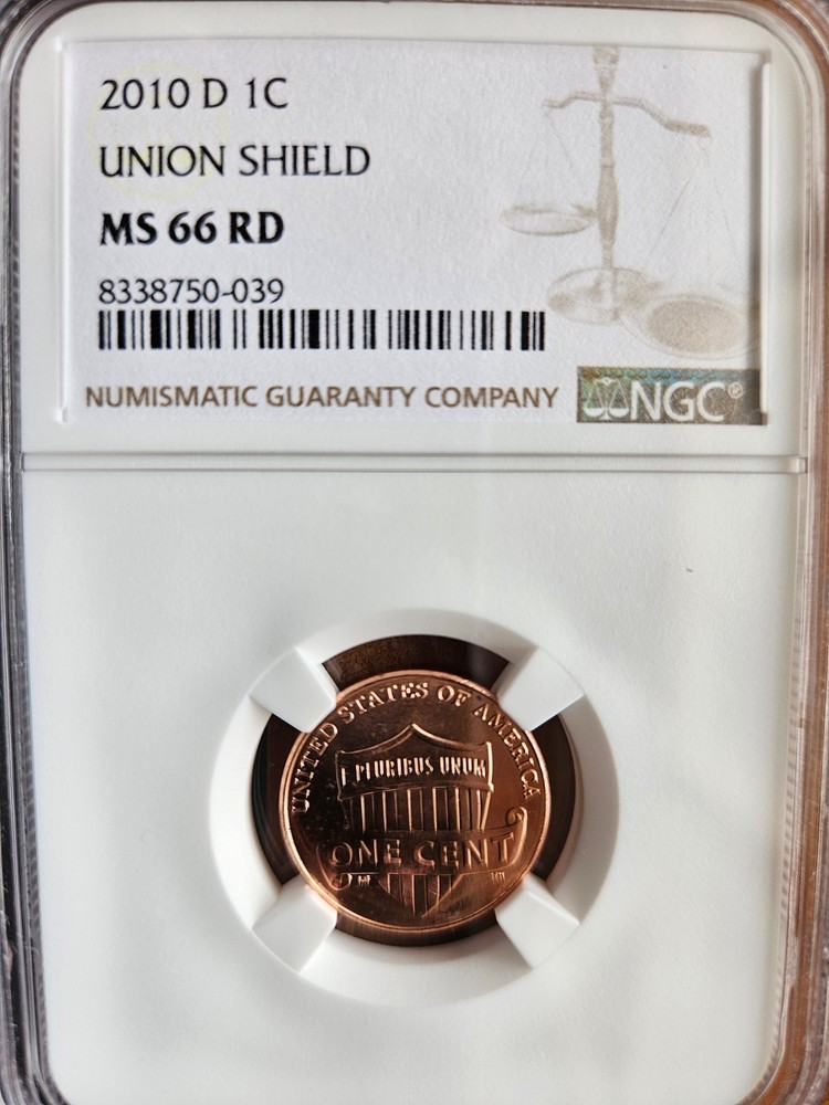 2010 D  LINCOLN CENT PENNY UNION SHIELD NGC MS66RD