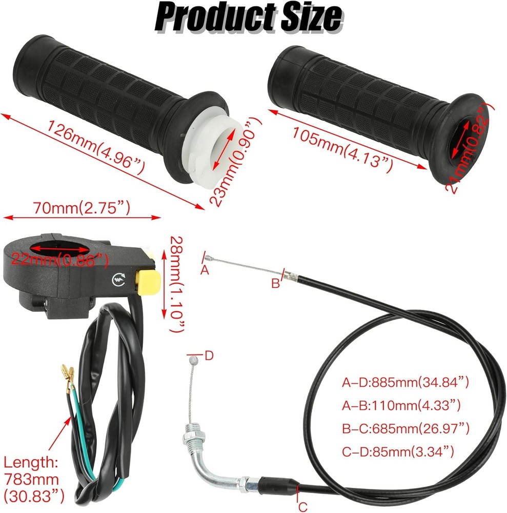Throttle Cable Twist Handle Grip Assembly For 2 Stroke 49cc 50cc 80cc 100cc