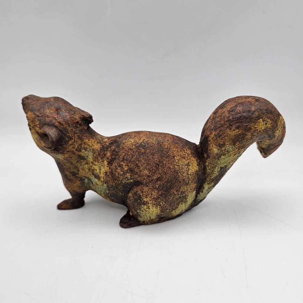 Vintage Cast Iron Squirrel Door Stop Pair