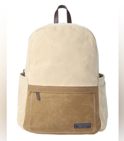 Vineyard Vines Island Canvas Backpack Raffia Tan NEW