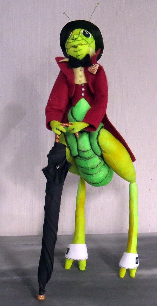 Cloth Art Doll Printed Pattern “Dapper Cricket” By Sharon Mitchell