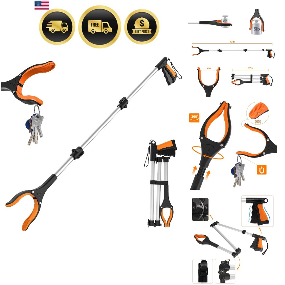 43" Extra Long Grabber Tool, Foldable Grabbers for Elderly Grab It Reaching T...