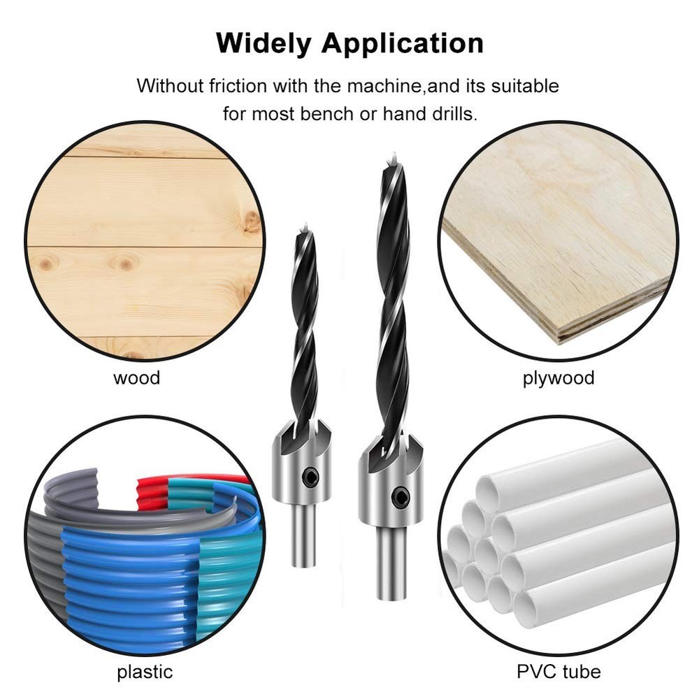 COMOWARE Countersink Drill Bits Set- 7Pcs Counter Sink Bit for Wood High...