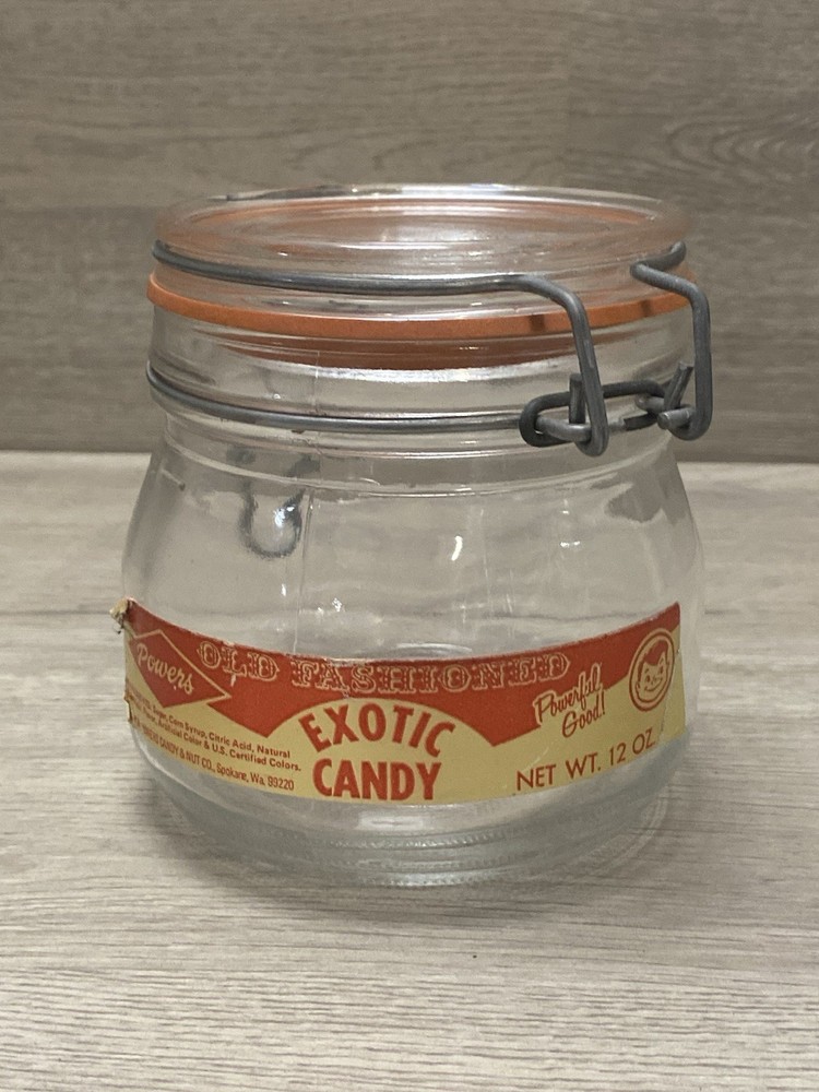 Vintage Powers Exotic Candy Store Advertising Jar