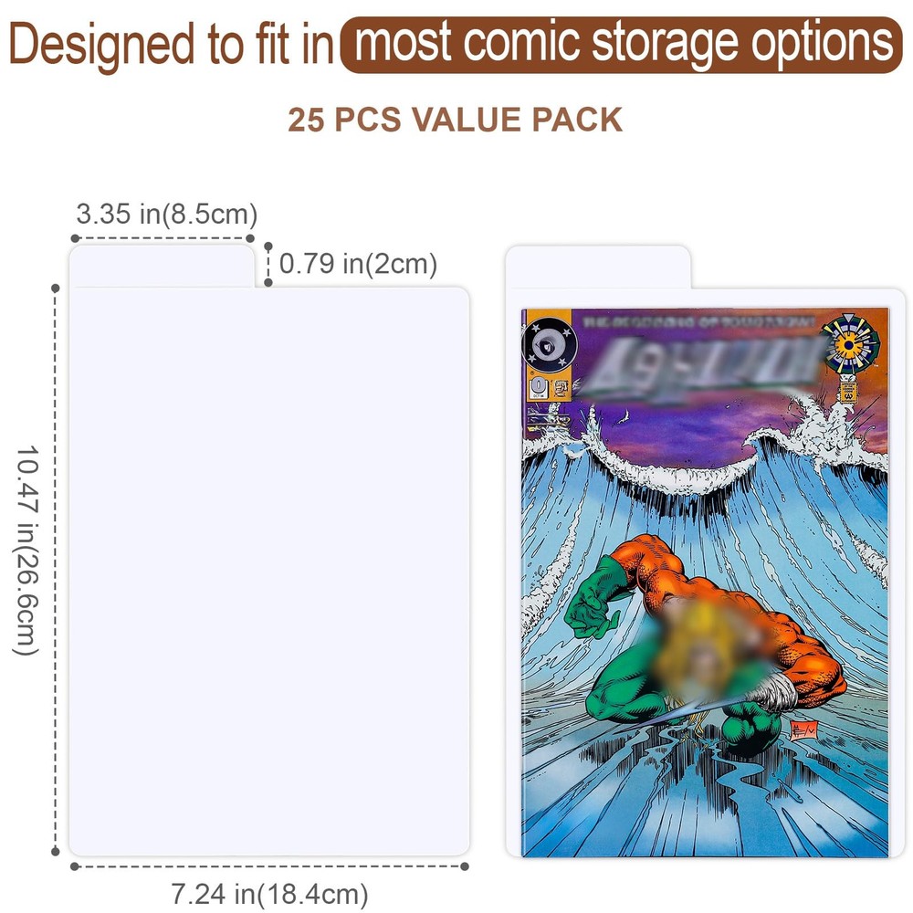 Comic Dividers 25 Pack, Cardboard Tabs, White, Comic Box Organizer