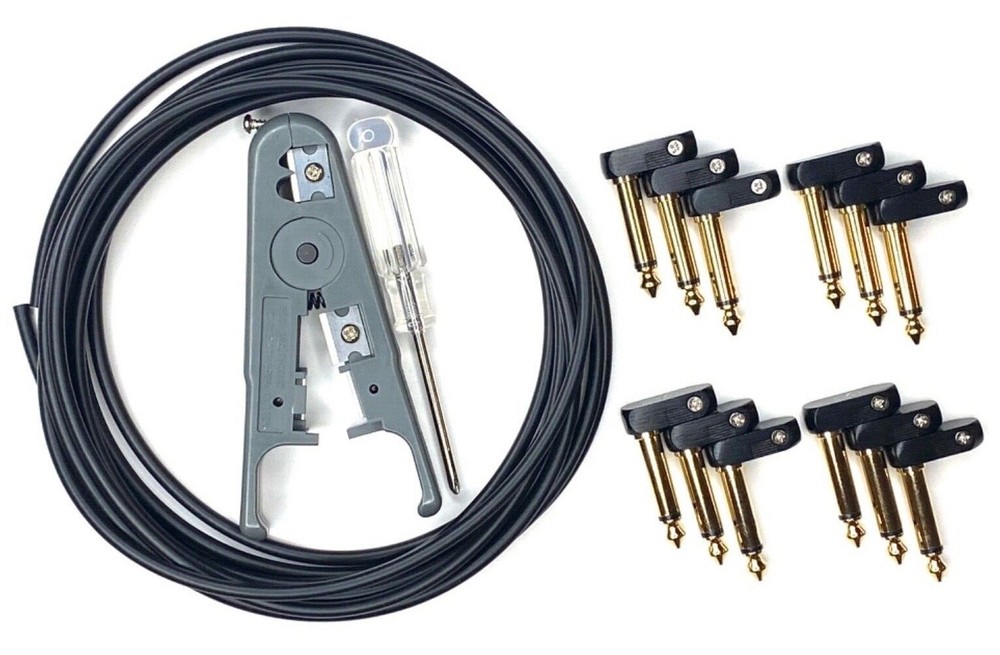 Kurrent Electric Right Angle Low Profile Orange Guitar Patch Cable Kit 6 Pk