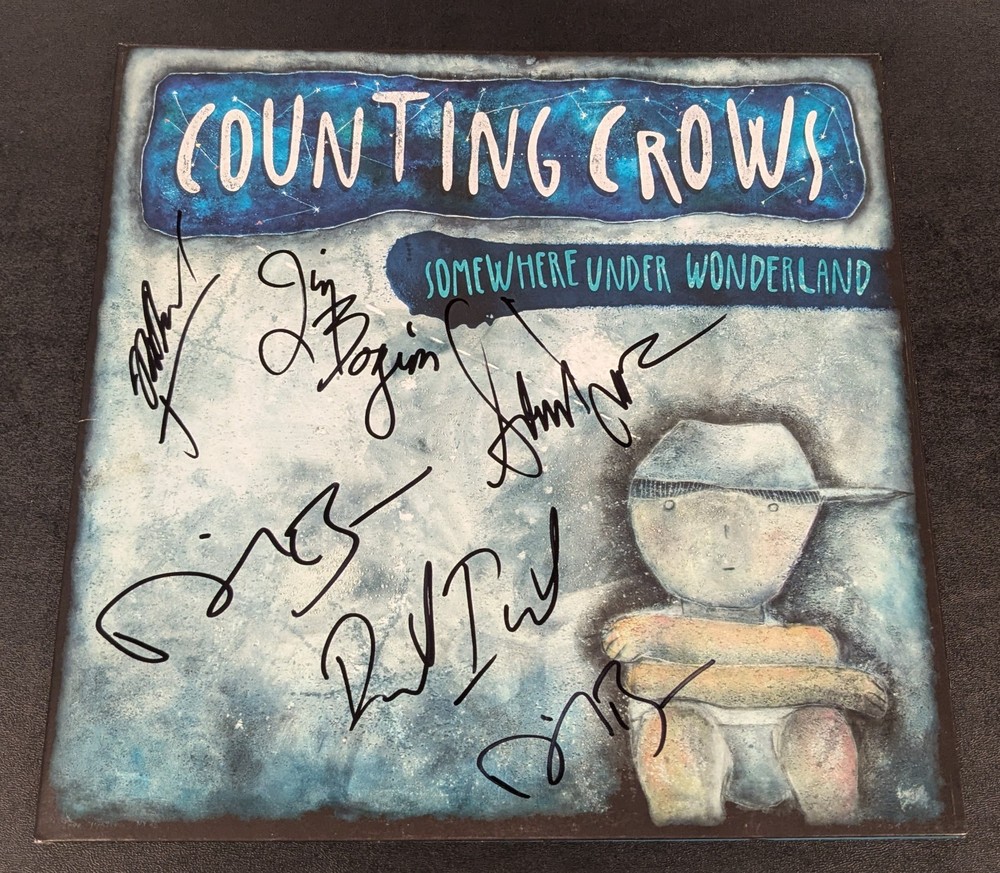 COUNTING CROWS signed "SOMEWHERE UNDER WONDERLAND" RECORD LP BECKETT LOA (BAS)