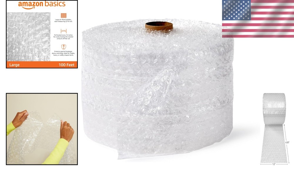 Large Bubble Cushioning Wrap 12" x 100 ft – Protect Fragile Items Effortlessly