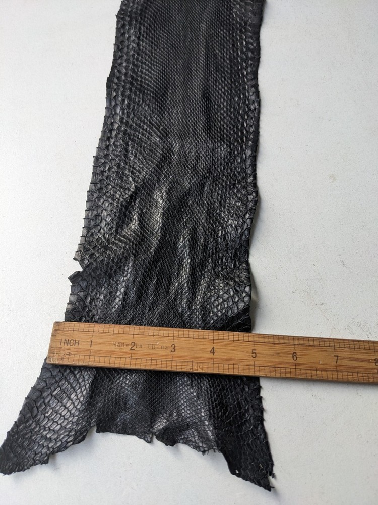 Genuine Python Snake Skin Piece Sankeskin Leather Aniline Black 40" Long