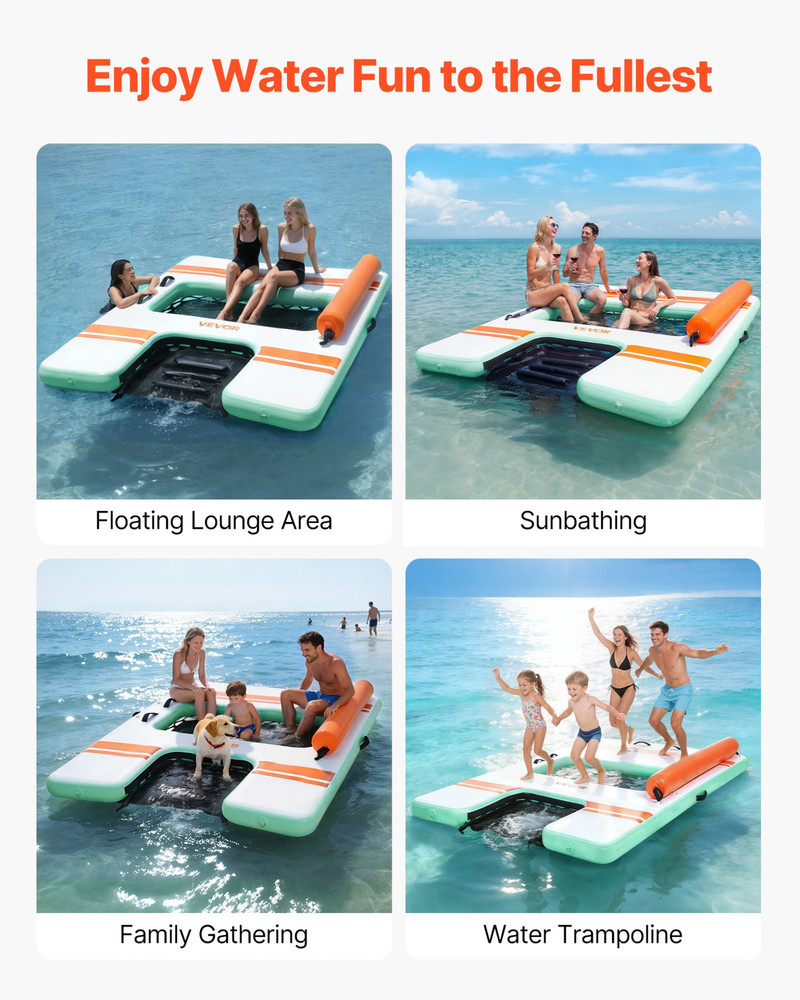 Inflatable Floating Dock 8x6FT Water Platform w/Ladder Bag
