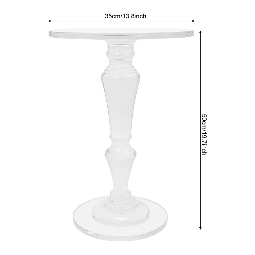 Acrylic End Table, Clear Side Table, Modern Coffee Table With Round Tabletop