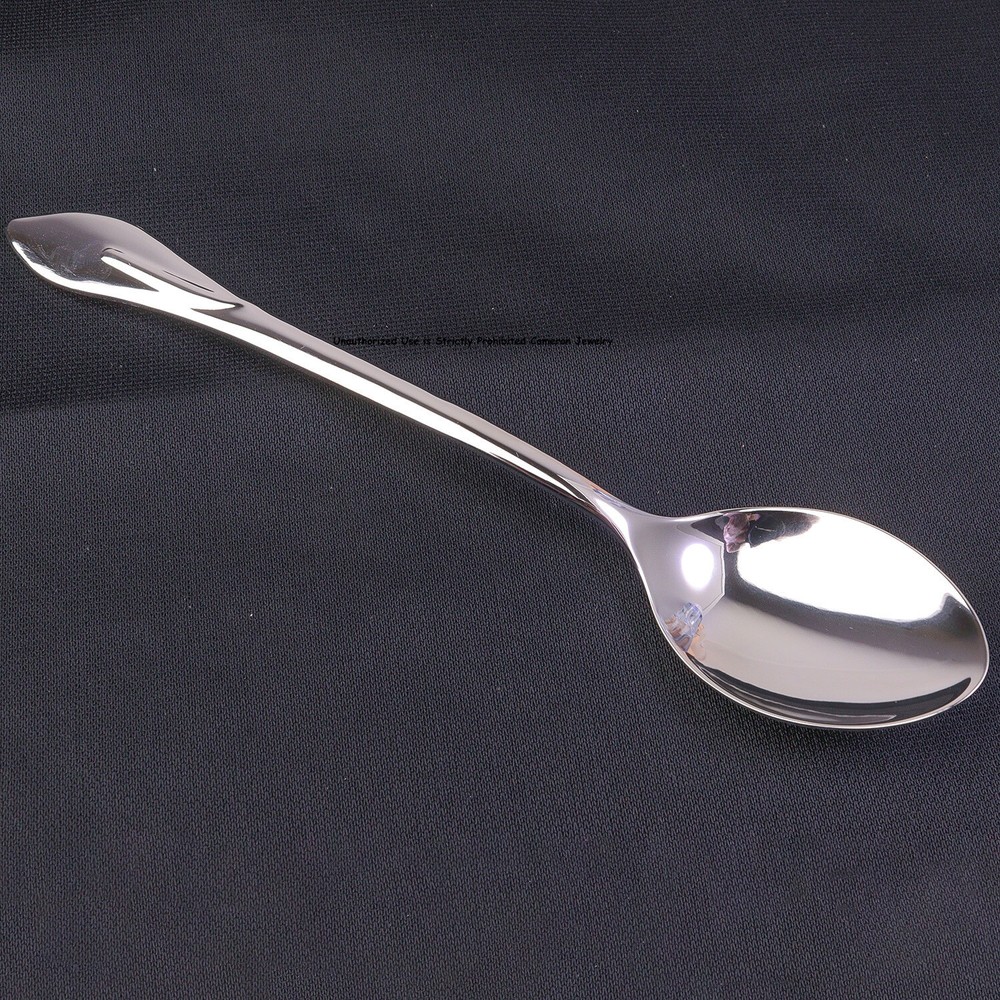 Pure Solid S999 Fine Silver Healthy Tableware Unique Smooth Soup Spoon 6.3inch L