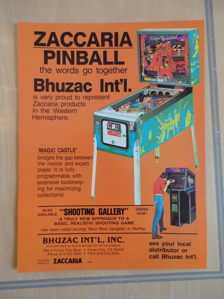Magic Castle Pinball Machine Flyer Original Magazine Pull Out Advertisement #1