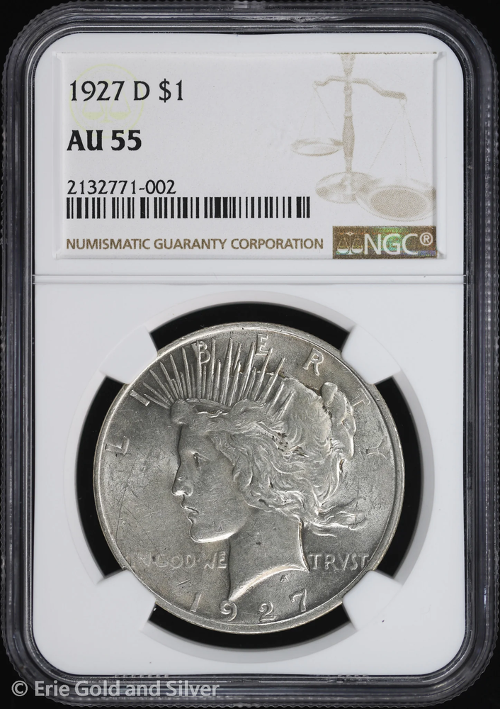 1927-D $1 Peace Silver Dollar NGC AU 55