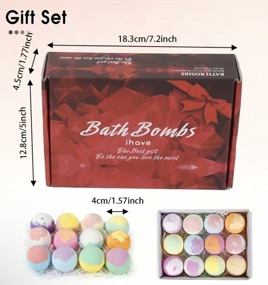 Bath Bomb Gift Set 12 Pack Assorted Scents Spa Relaxing Aromatherapy