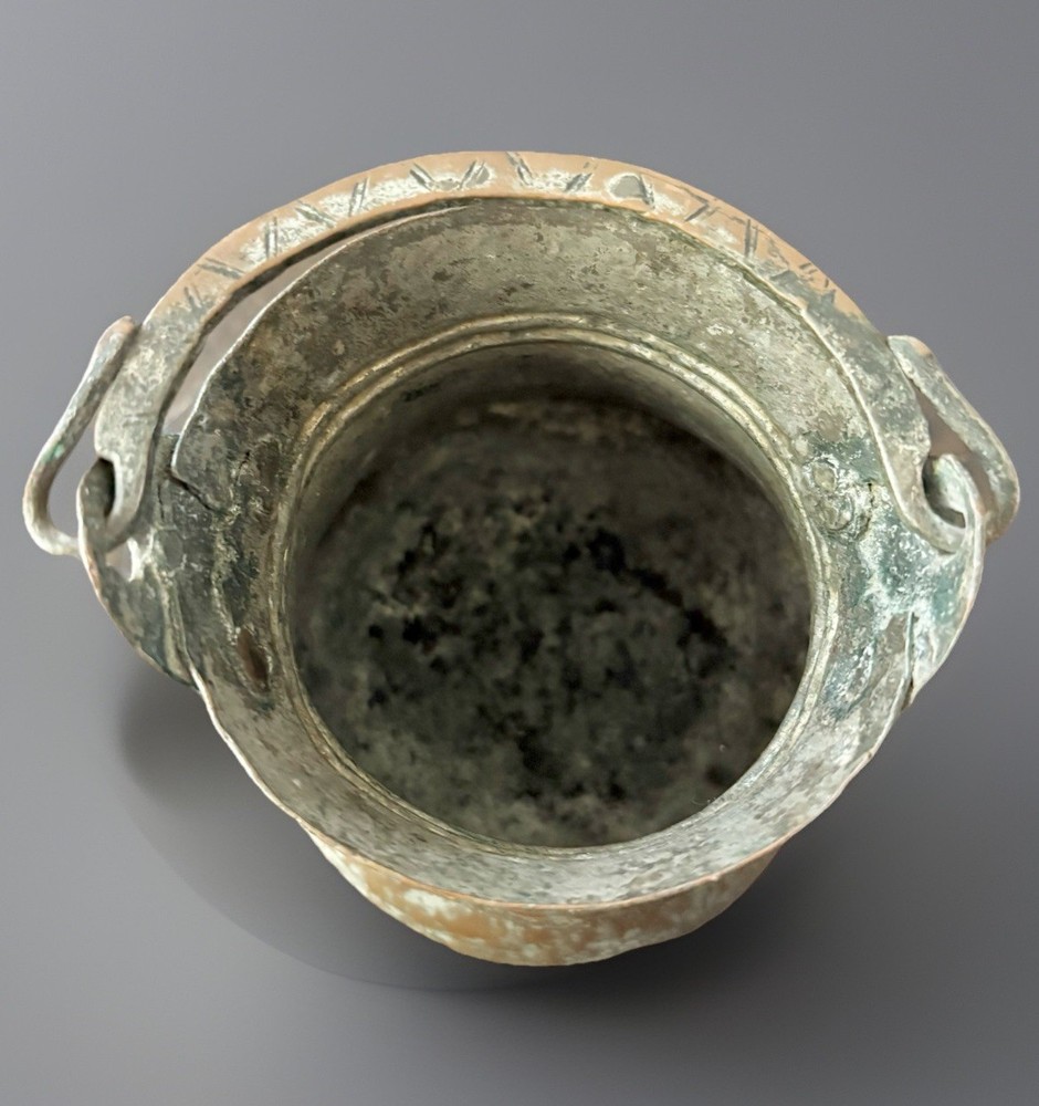 Antique Middle Eastern Copper Cauldron Bucket