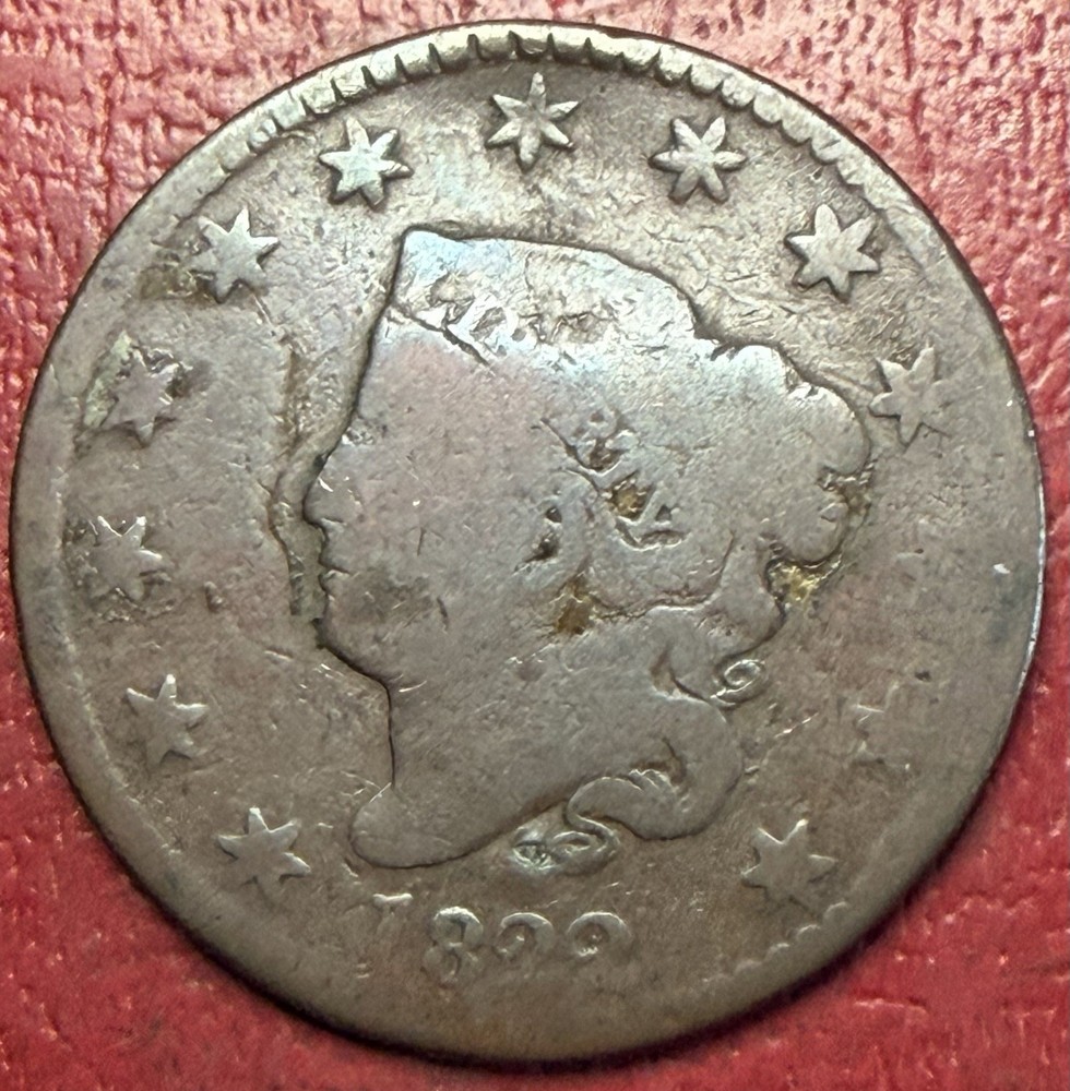 1822 Coronet Head Large Cent. Free Shipping