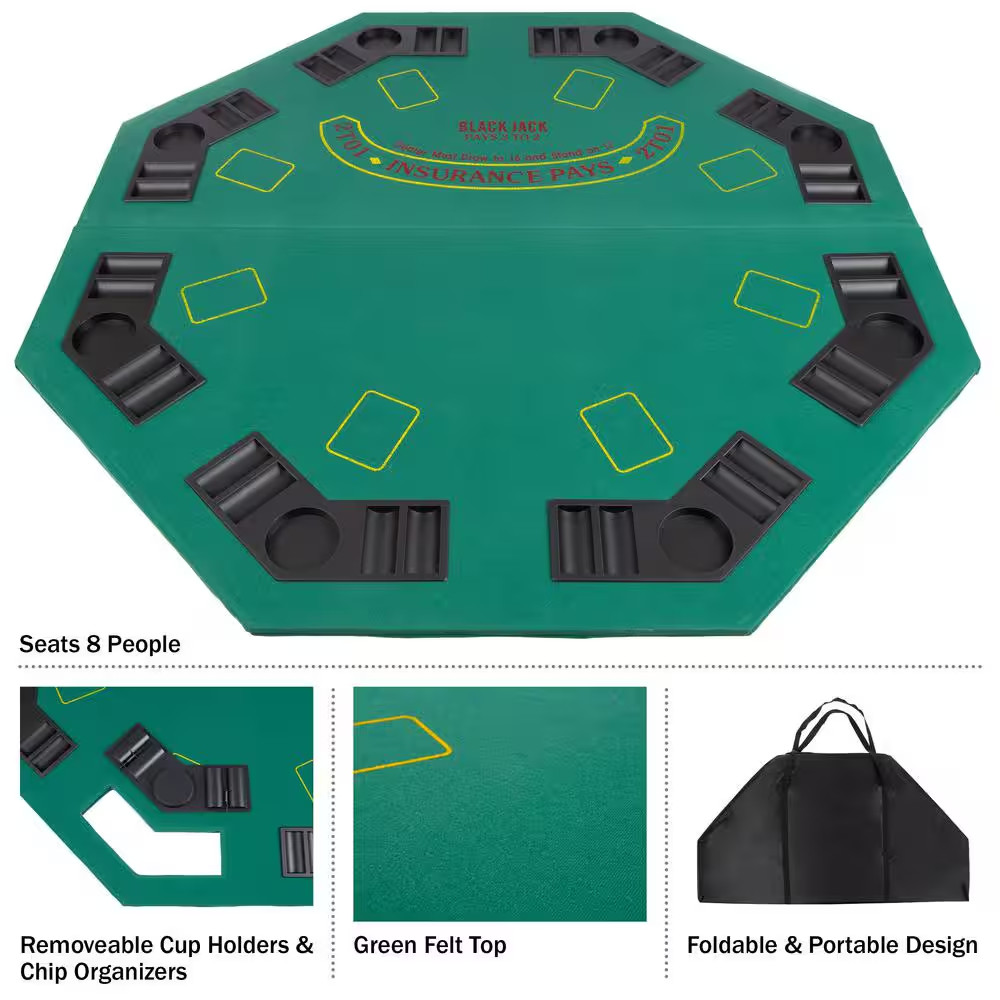 Deluxe Poker and Blackjack Table Top with Case